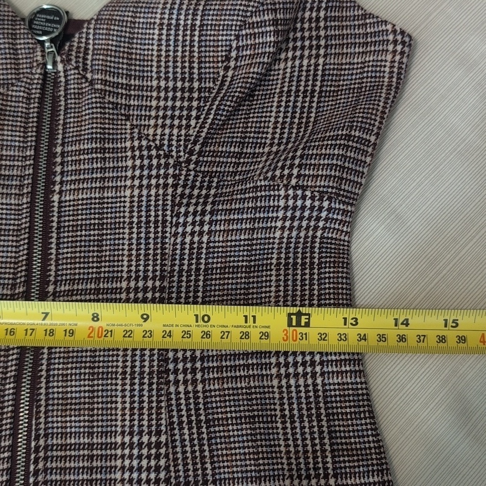 Plaid Burgundy Zip Up Dress NWOT - Picture 9 of 10
